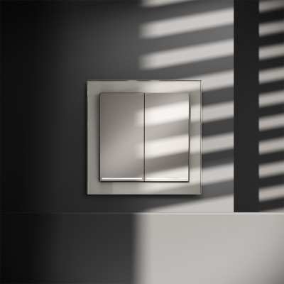 Выключатель встраиваемый VOLTUM S70 двухклавишный с подсветкой 10А, (кашемир), VLS020203