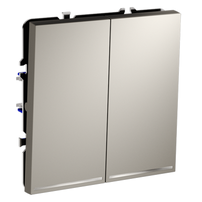 Выключатель встраиваемый VOLTUM S70 двухклавишный с подсветкой 10А, (кашемир), VLS020203