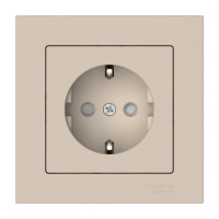 ATN001244S - ATLASDESIGN РОЗЕТКА с заземлением со шторками, 16А, в сборе, быстрозажим. клем., ПЕСОЧНЫЙ, Systeme Electric