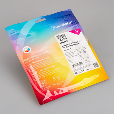 Лента RT-A120-8mm 24V Pink (9.6 W/m, IP20, 2835, 5m) (Arlight, -), 043380