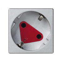 Simon Connect Розетка с заземлением, шторками и блокировкой с безвинтовым подключением Schuko 2Р+Е 16A 250В~ цвета Алюминий K45, KS11-8