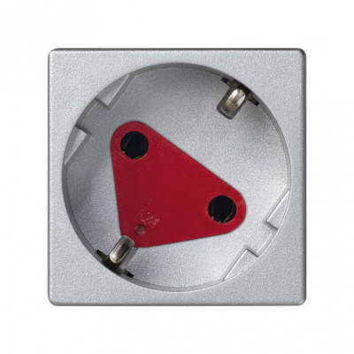 Simon Connect Розетка с заземлением, шторками и блокировкой с безвинтовым подключением Schuko 2Р+Е 16A 250В~ цвета Алюминий K45, KS11-8