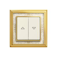 ABB Выключатель жалюзи, цвет Слоновая кость - Латунь полированная, белая роспись, серия Династия