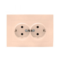Валенсия розетка 2-местная с/з 16А кремовая с защ. штор. EKF PROxima