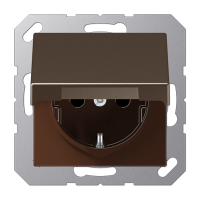 Штепсельная розетка SCHUKO 16А / 250В с подпружиненной откидной крышкой, возможно IP44, пружинные зажимы; термопласт; мокко; A500, A1520BFKLMO