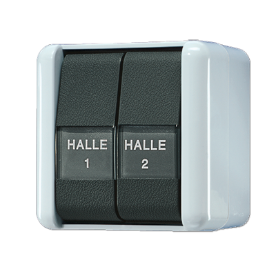 Сдвоенная кнопка 10AX 250V~ с полем для надписи; для накладного монтажа IP44, 835NAW