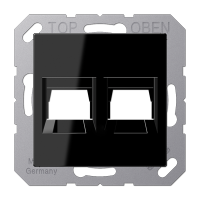 Kрышка для 2-х разъемов; без видимого винта; подпружиненная шторка; термопласт; черный, A1569-2WESW