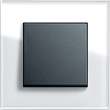 Gira Выключатель 1-клавишный, матовый антрацит - белое стекло,серия Esprit