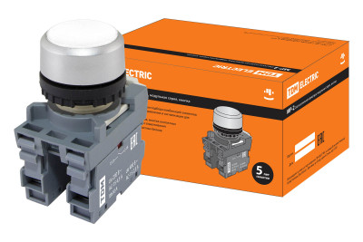 Кнопка с фиксацией MP2-20W в сборе d22мм 1з+1р белая TDM Electric, SQ0747-0011
