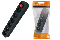 Колодка розеточная 6 гнезд 2П+З с выключателем16А 250В черная TDM Electric, SQ1806-0140