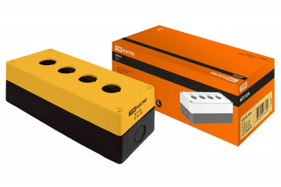 Корпус КП104 для кнопок 4места желтый TDM Electric, SQ0705-0009