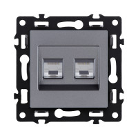 Розетка двойная Ethernet RJ45 Cat.6, серый Kollinger Asthetik AS-018GY