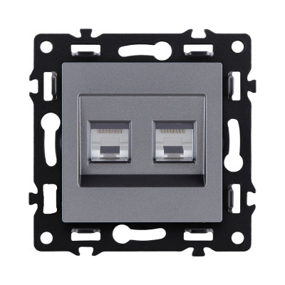 Розетка двойная Ethernet RJ45 Cat.6, серый Kollinger Asthetik AS-018GY