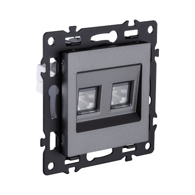 Розетка двойная Ethernet RJ45 Cat.6, серый Kollinger Asthetik AS-018GY