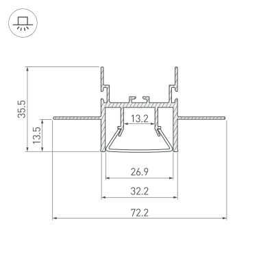Профиль FOLED-CEIL-CENTER-2000 (Arlight, Алюминий), 023863