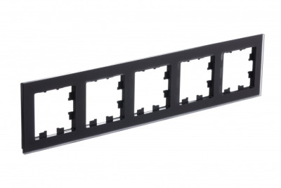 ATN331005 - ATLASDESIGN NATURE 5-постовая РАМКА, МАТОВОЕ ОРГАНИЧЕСКОЕ СТЕКЛО ЧЕРНЫЙ, Systeme Electric