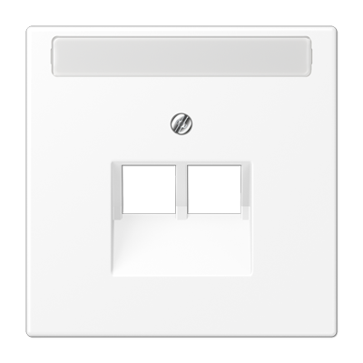 Плата (фиксация винтом) для двух модулей с полем для надписи; термопласт; белый матовый, LS969-2NAUAWWM