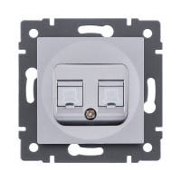 Розетка двойная Ethernet RJ45 Cat.5, серый Kollinger REA-015GY для Aspekt, Eleganz, Reflex