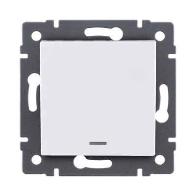 Выключатель 1-клавишный 10А/250В с LED подсветкой, белый Kollinger REA-S-002WH для Aspekt, Eleganz, Reflex