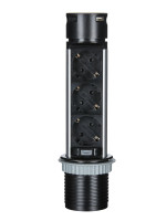 Donel Выдвижной розеточный блок 3х2K+З + 2 USB (A+C) PD 20Вт, цвет: черный, длина кабеля: 2 м, A1, DDSBC6ANV-3PSAN2UANC