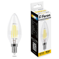 Лампа светодиодная, (5W) 230V E14 2700K, LB-58, Feron 25572