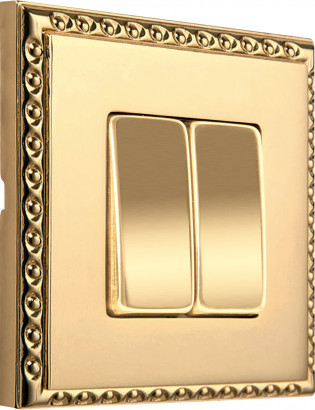 Fede Выключатель 2-клавишный, цвет Real Gold, серия Toledo
