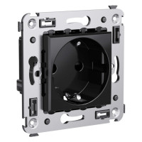 4402003 - ДКС Розетка в стену, 2P+E, с з/ш, "Avanti", "Черный квадрат"