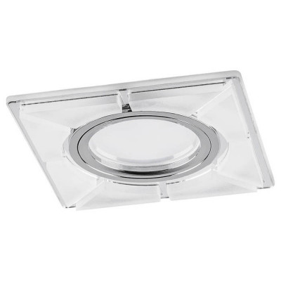 Светильник потолочный встраиваемый со светодиодной подсветкой 15LED*2835 SMD 4000K, MR16 50W G5.3, белый матовый, хром,  CD994 с драйвером в комплекте, Feron 40508