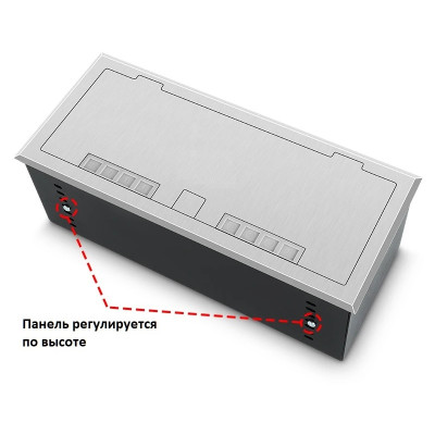 Люк напольный на 3 модуля (горизонт.), металлический, h=100мм, с рамкой, крышка без углубления, TIMIUX, нержавеющая сталь, EU3GH100R ST