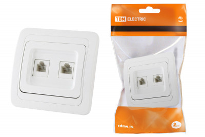 Розетка компьютерная RJ-45 + TФ (RJ-11) белая "Валдай" TDM Electric, SQ1804-0015