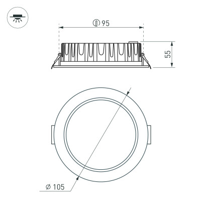 Светильник MS-MIST-BUILT-R105-9W Day4000 (WH, 110 deg, 230V) (Arlight, IP54 Металл, 5 лет), 039061