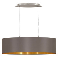 31614 Подвес MASERLO, 2х60W (E27), 780х220, никель мат./текстиль, капучино, золотой