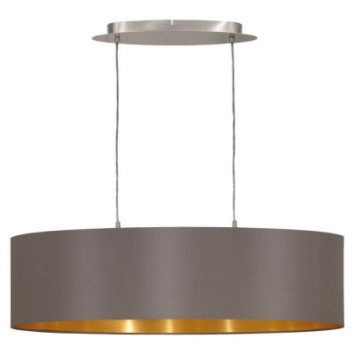 31614 Подвес MASERLO, 2х60W (E27), 780х220, никель мат./текстиль, капучино, золотой