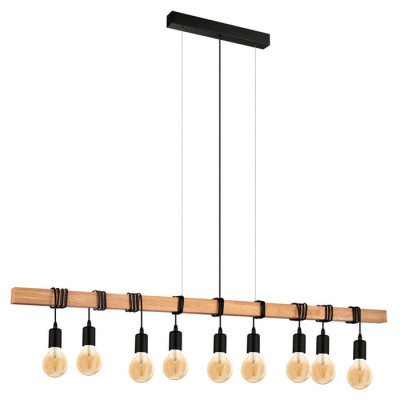 49744 Подвес TOWNSHEND, 9х60W (E27), L1500, B100, H1100, сталь, дерево, черный, коричневый