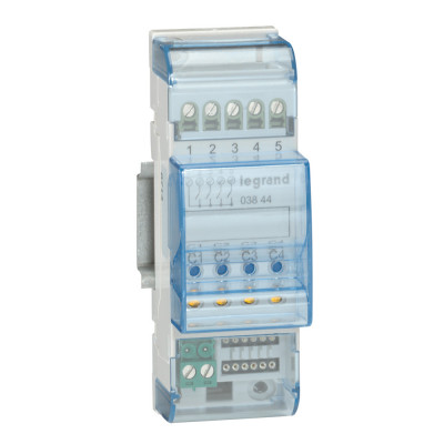 Legrand Релейный DIN-активатор - Н.О. контакт - 4 независимых выхода - 2 DIN-модуля, 003844
