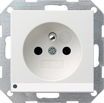 117203 Gira Розетка с зазем штыр защ от дет LED подс