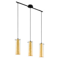 97652 Подвес PINTO GOLD, 3х60W (E27), L725, B110, H1100, сталь, черный / стекло, прозрачный, золотой