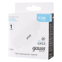Лампа Gauss Basic GX53 11,5W 1095lm 4000K LED 1/10/100, 20849212
