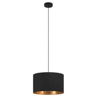900145 Подвес ZARAGOZA, 1x40W(E27), ?380, сталь, черный/текстиль, черный, золотой