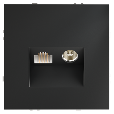 Розетка телевизионная встраиваемая VOLTUM S70 TV+RJ45 кат. 6, (графит), VLS060707