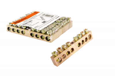 Шина "N" нулевая 6х9мм  8/1 (8групп/крепеж по центру) TDM Electric, SQ0801-0002