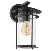 96239 Уличный светильник настенный VALDEO, 1х60W(E27), L165, H275, гальван. сталь, черный/стекло с