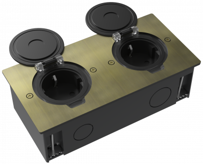 Лючок 4 мод. (2 мод. 45х45 мм.), круглая крышка, античная латунь, IP44, Donel, DFB22ZMROB