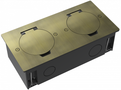 Лючок 4 мод. (2 мод. 45х45 мм.), круглая крышка, античная латунь, IP44, Donel, DFB22ZMROB