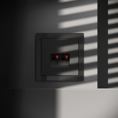 Розетка акустическая встраиваемая VOLTUM S70 4-местная, (черный матовый), VLS060308