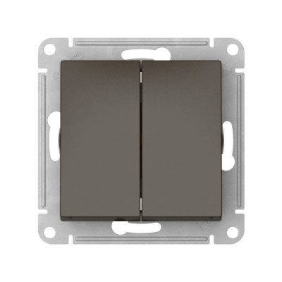 ATN000665S - ATLASDESIGN 2-клавишный ПЕРЕКЛЮЧАТЕЛЬ, сх.6+6, 10АХ, мех., быстрозажим. клем., МОККО, Systeme Electric