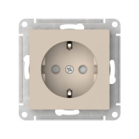 ATN001245S - ATLASDESIGN РОЗЕТКА с заземлением со шторками, 16А, механизм, быстрозажим. клем., ПЕСОЧНЫЙ, Systeme Electric