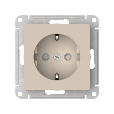 ATN001245S - ATLASDESIGN РОЗЕТКА с заземлением со шторками, 16А, механизм, быстрозажим. клем., ПЕСОЧНЫЙ, Systeme Electric