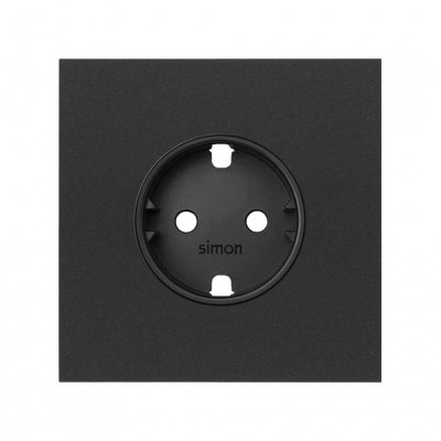 Simon 10020105-238 Кит 1 пост, фронт. Накладка на 1 розетку Schuko цвета черный матовый S100