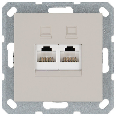 Интернет розекта 2х терминальная 6 категория, цвет тауп, G6108T, Jasmart